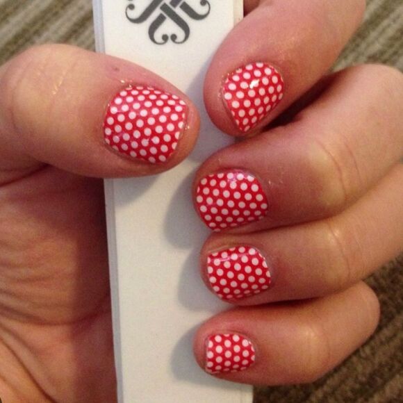 Jamberry PK27 Poppy And White Polka Full Sheet Nail Wraps - Picture 3 of 9